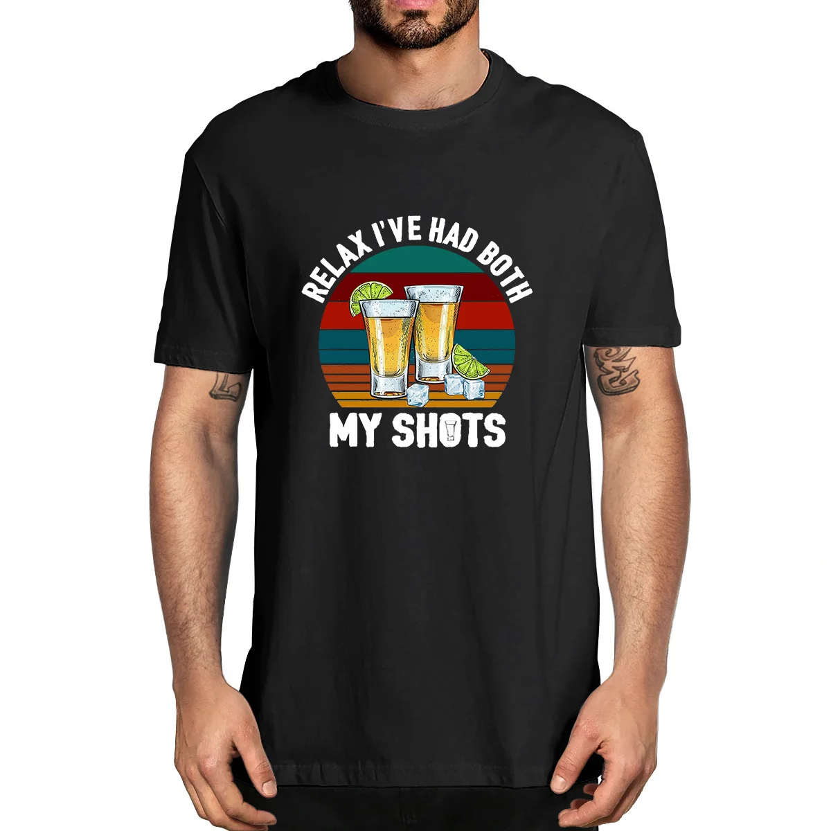 

Tequila Relax I've Had Both My Shots Retro Vintage Tequila Lover Funny Summer Unisex Men's Novelty T-Shirt Women