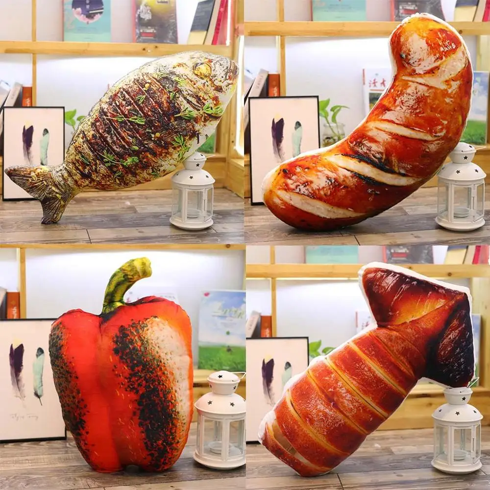 

Cushion Pillow Simulation Chicken Drumsticks Chicken Wings Grilled Fish Shape Pillow Soft Lumbar Back Cushion Plush Food Pillow