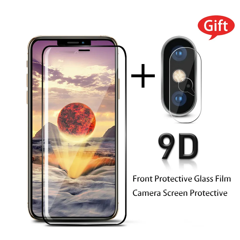 9D протектор экрана телефона Закаленное стекло пленка для iphone X 7 6 8 6S plus 11 Pro XS XR XS Max полный закругленный протектор экрана пленка