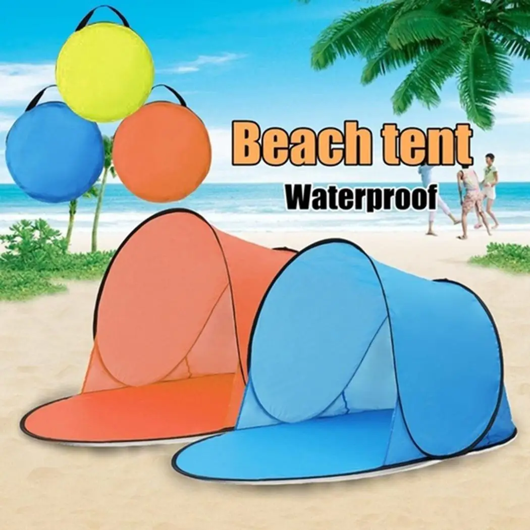 Portable Folding Beach Tent Automatically Open Outdoor Awning Waterproof Oxford Fabric Summer Camping Anti-UV Single Wigwam | Спорт и