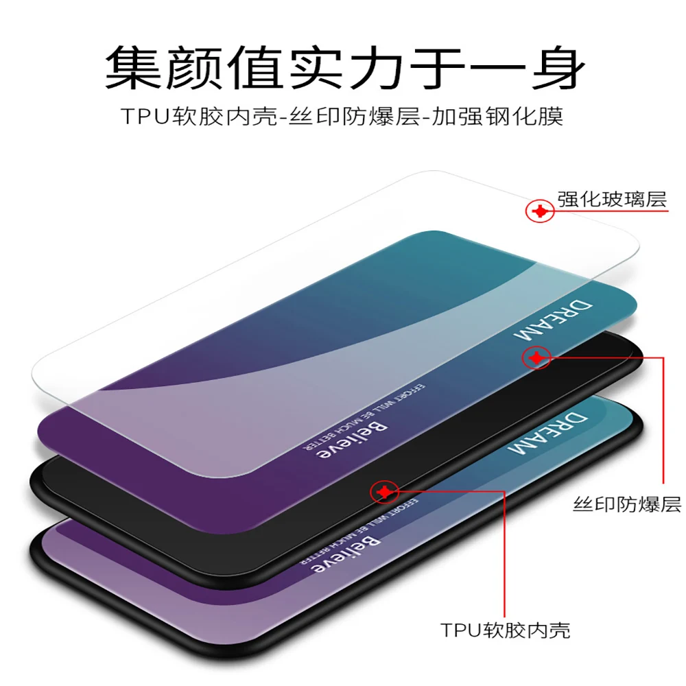 Противоударный чехол для Huawei Honor 9 с закаленным стеклом задняя крышка телефона