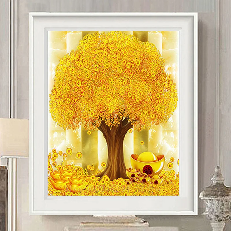 Алмазная 5D картина в китайском стиле сделай сам с денежным деревом квадратная и