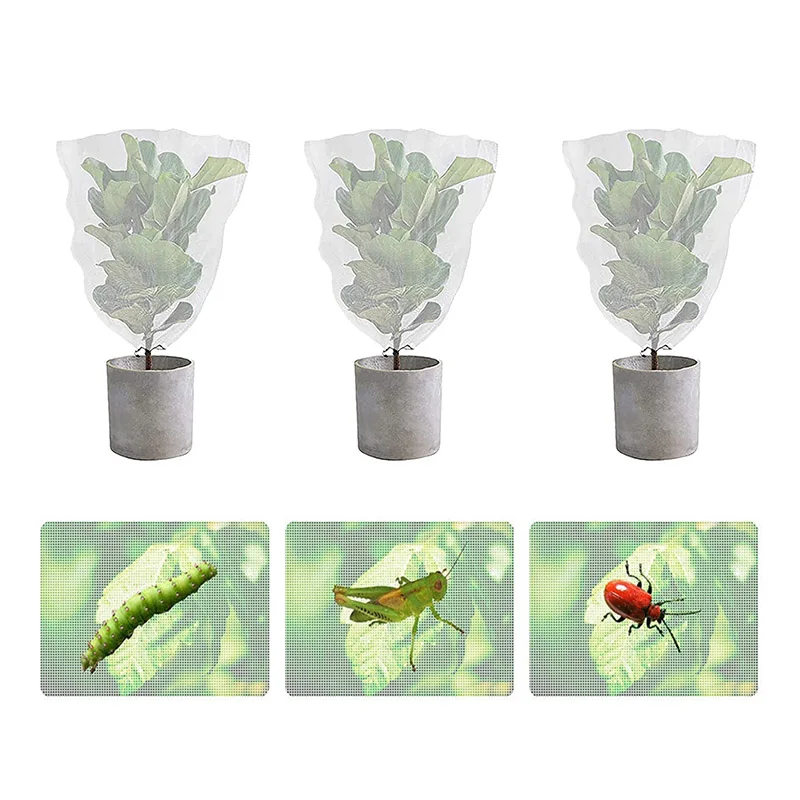 

Plant Cover Removable Drawstring Design Fabric Insect Barrier Netting for Garden TLSM