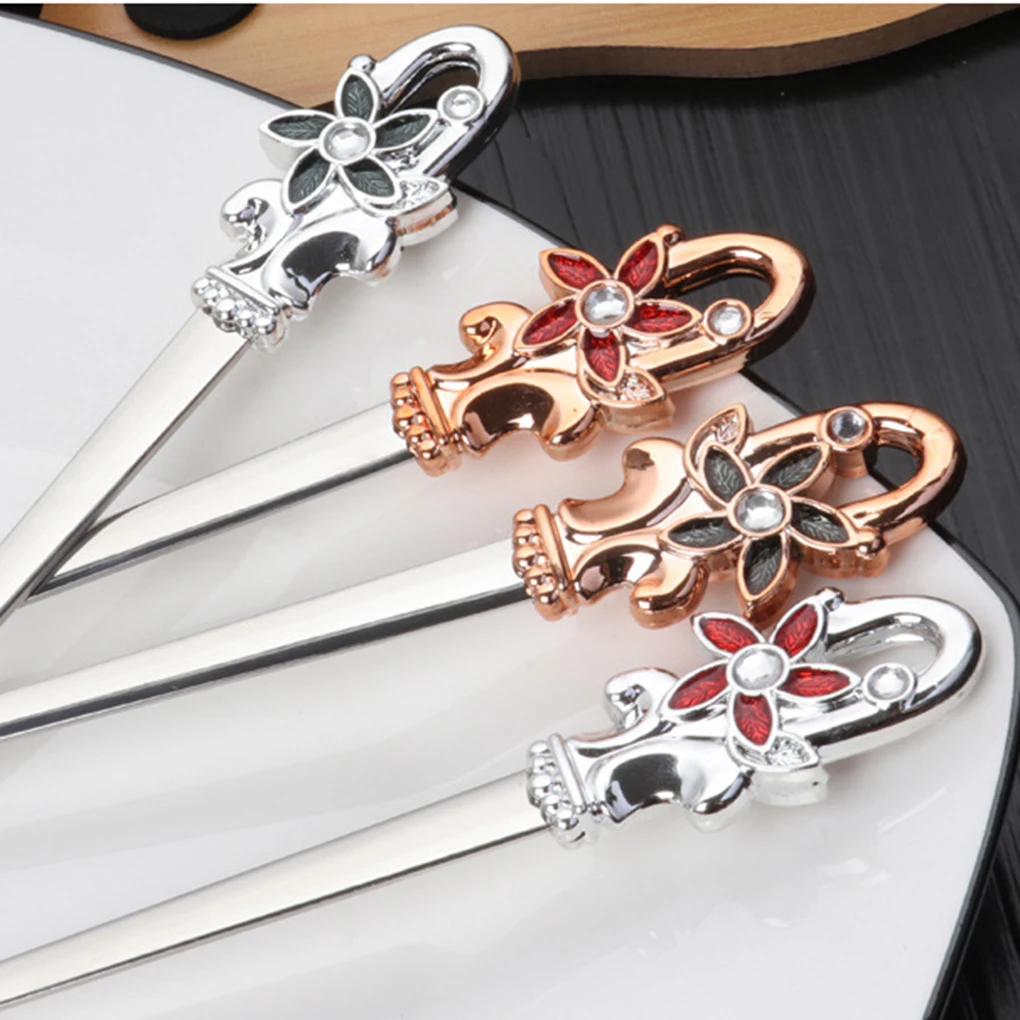 1/4pcs 304 Stainless Steel Teaspoon Long Handle Flower Head Spoon Coffee Soup Drink Cereal Dessert Dinning | Дом и сад