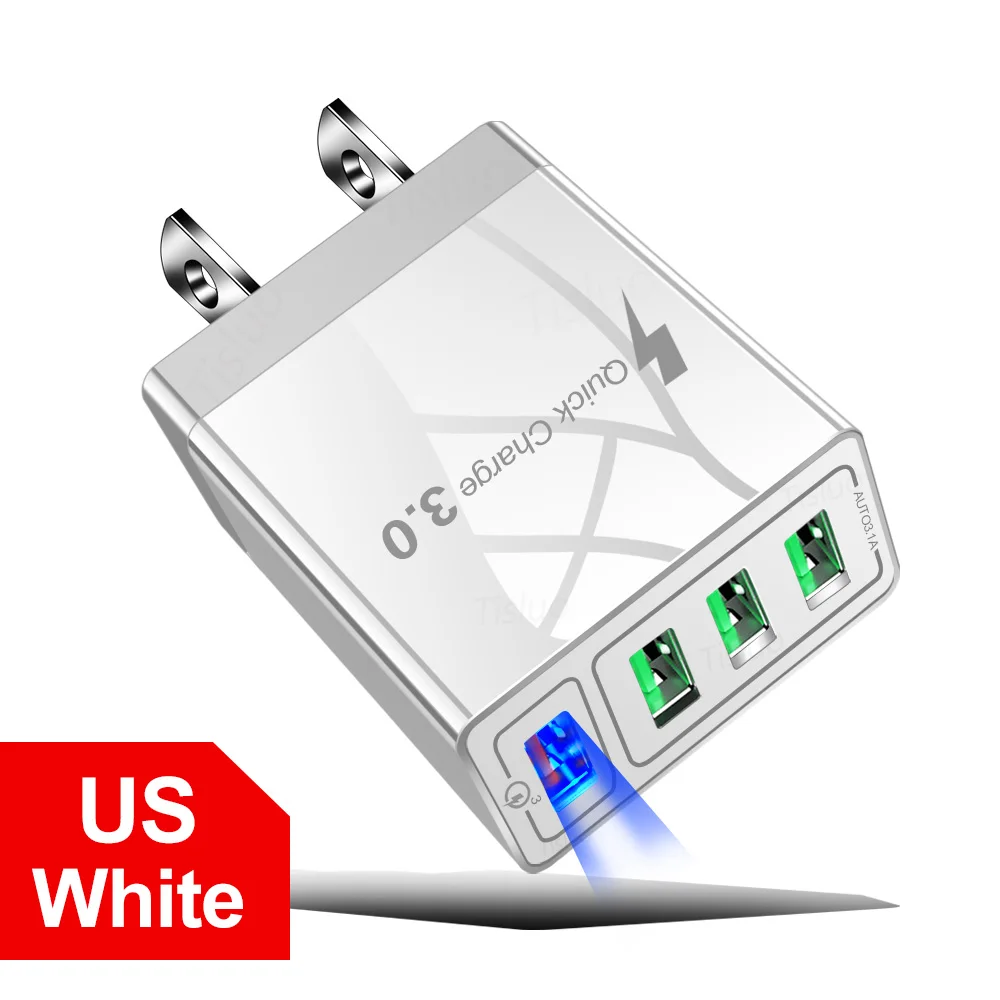 Зарядное устройство USB Quick Charge 3,0 для iPhone 11 7 samsung A50 s8 Xiaomi Huaiwei P20 QC 3,0 быстрое зарядное устройство 4 порта настенный Разъем EU US разъем-адаптер - Тип штекера: 4 Port US(white)