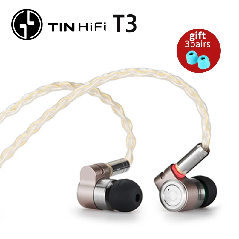TINHIFI T3 Наушники TIN динамические + Knowles драйверы HiFi музыка Внутриканальные