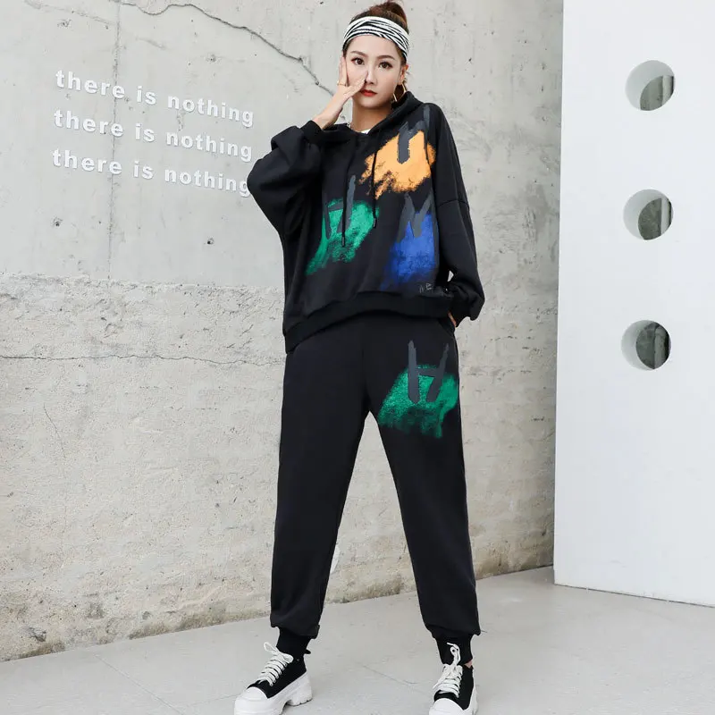 

Max LuLu 2021 European Style Tracksuit Women Printed Hooded Two Pieces Sets Ladies Casual Hoodies And Fitness Pants Girl Suits