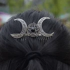 Wiccan Луна шпилька с пентаграммой полумесяц гребень ведьмы диадема языческие украшения для волос Свадебные аксессуары для волос