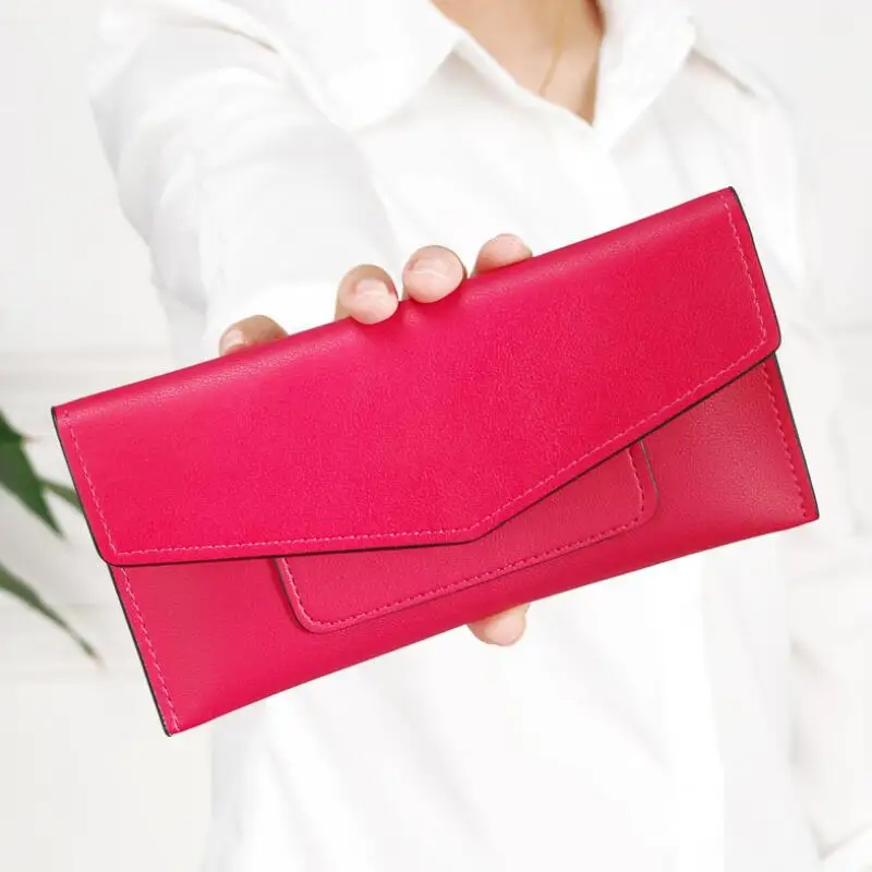 

New Women's Wallet Leather Clutch Bag Hasp Wallet Long Purses Card Holder Thin Frosted Retro Coin Purse Student Simple Wallet