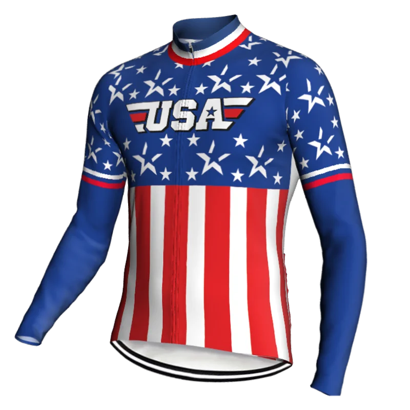 

Outdoor MTB Cycling Jersey 2022 USA Jacket Mountain Maillot Bike Quality Long Shirt Race Sport off Road Breathable Clothing Tops