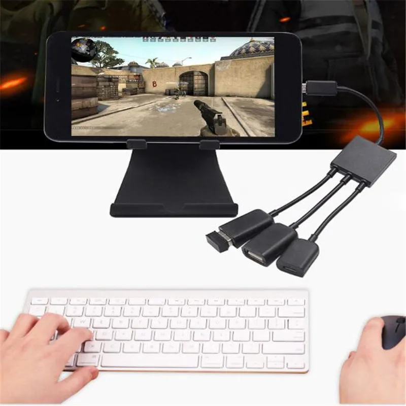 OTG USB 2,0 Pubg контроллер 3 порта type-C Зарядка питания переносной кабельный хаб есть курица игра для компьютера планшета ПК данных USB кабель