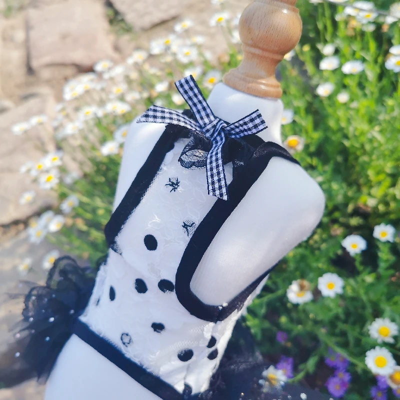 Новинка 2021 модное пикантное платье на бретельках для щенков черное белое в