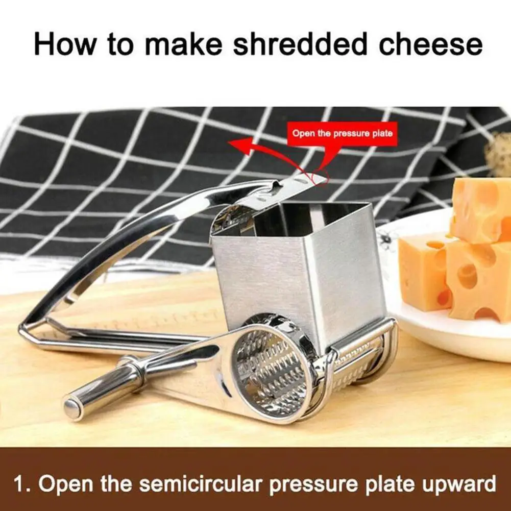 

Multi-function Steel Handheld Rotary Grater Manual Rotating Grater For Vegetables Parmesan Chocolate T4k9