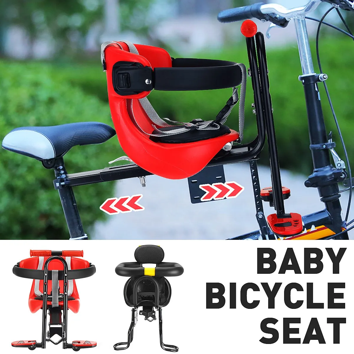 

Bicycle Baby Safety Seat for Kids Child Safety Seat Soft cushion Height Adjustable Front Seat Saddle Boad Bike Child Safety Seat