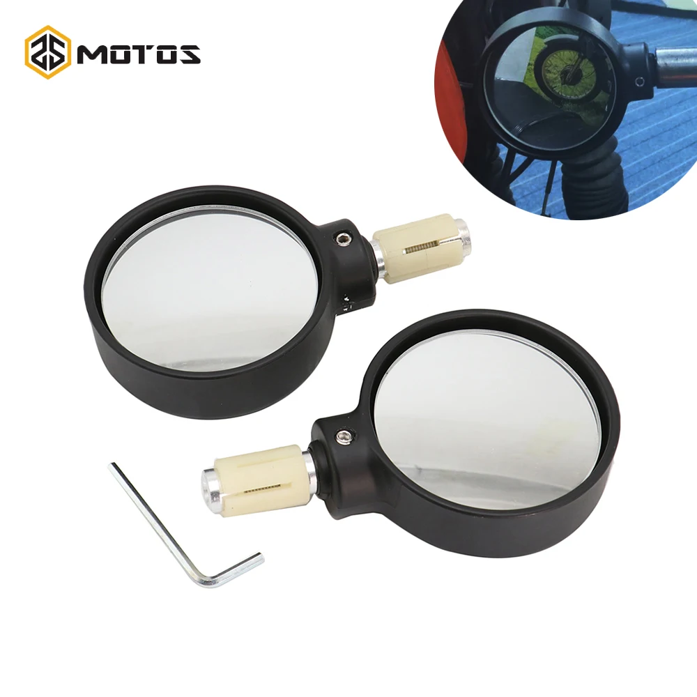 ZS MOTOS 2Pcs Universal Motorcycle Rearview Mirror Round Black 18mm Handle Bar End Side Mirrors Accessories | Автомобили и