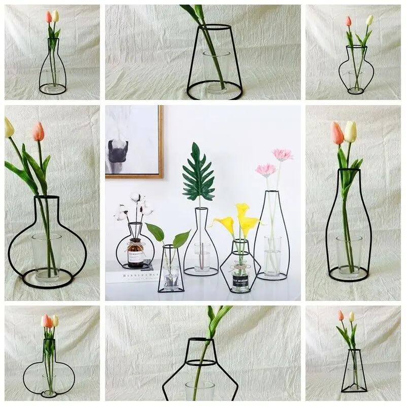 Черные линии минималистский абстрактное Утюг Ваза сушенный цветочный стеллажи