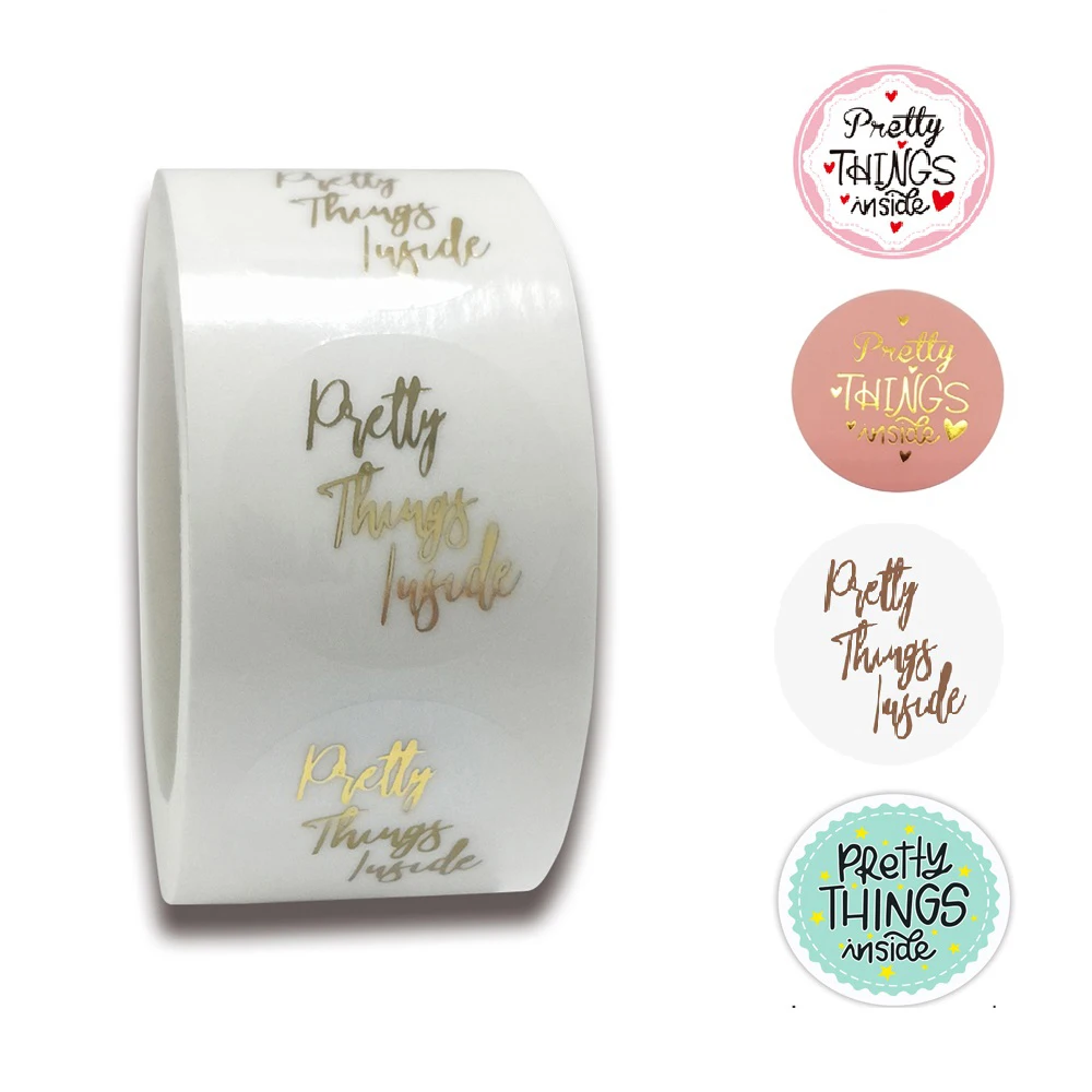 

100-500pcs Seal Label Stickers Pink Pretty Things Inside Stickers Thank You Stickers Gold Paper For Small Business Packaging