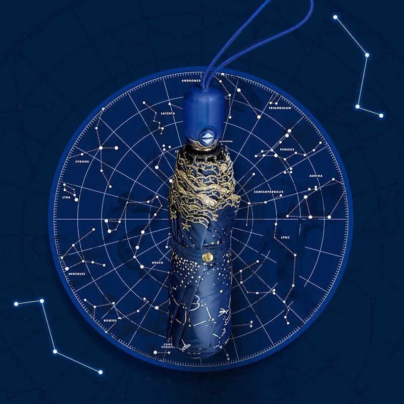 Женский автоматический зонт TTK складной с кружевным рисунком созвездий УФ