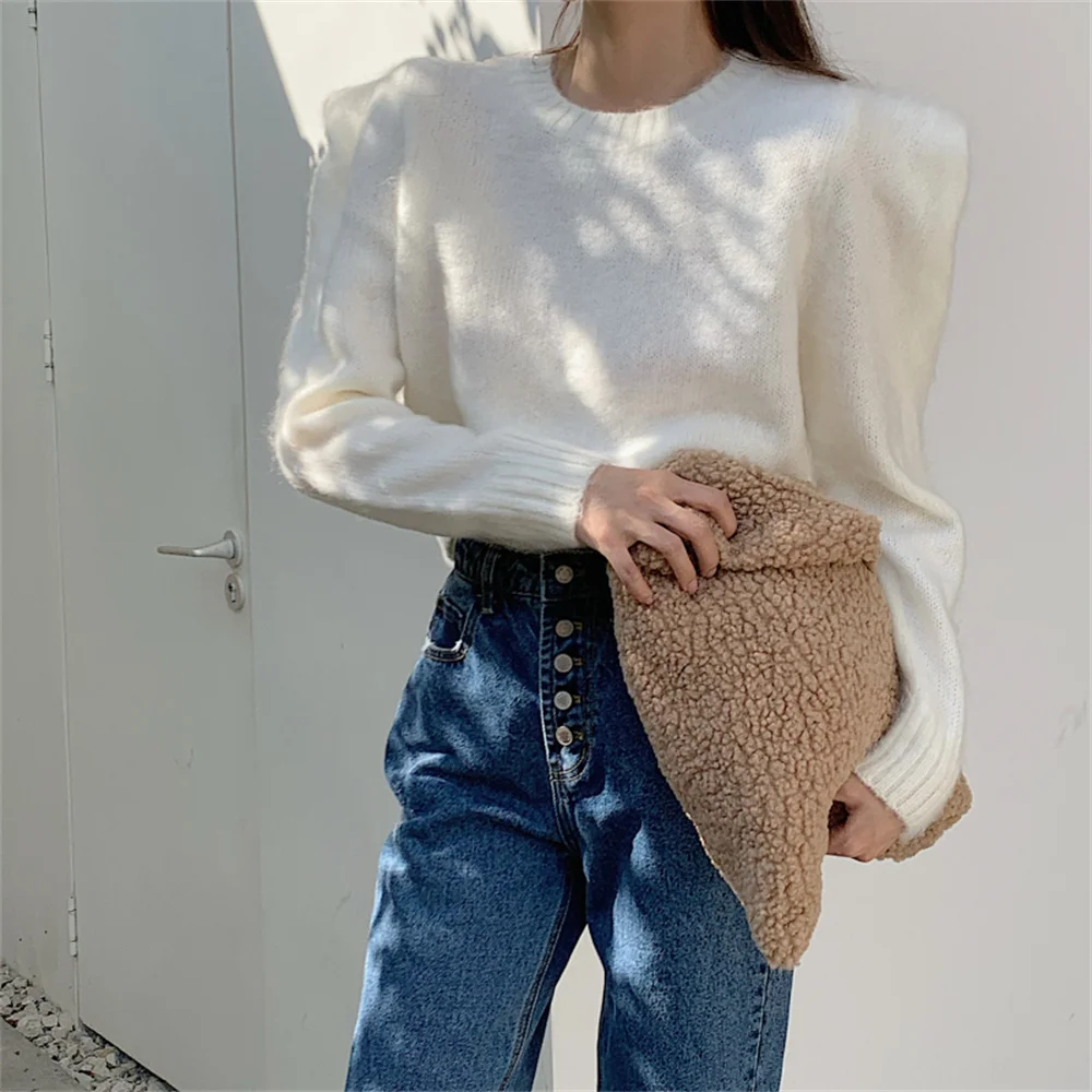 

Alien Kitty Outwear Solid O-Neck Knitted Sweaters 2021 Girls Sweet Chic Warm Loose Women Pullover Stylish Casual Autumn Jumpers