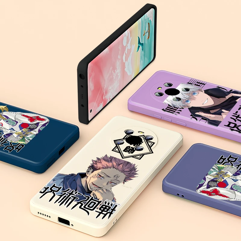 

Phone Case For Huawei Mate 40 40E 30 30E Pro 20 Lite Shockproof Shell Jujutsu Kaisen Tide Liquid Silicone Soft TPU Cover