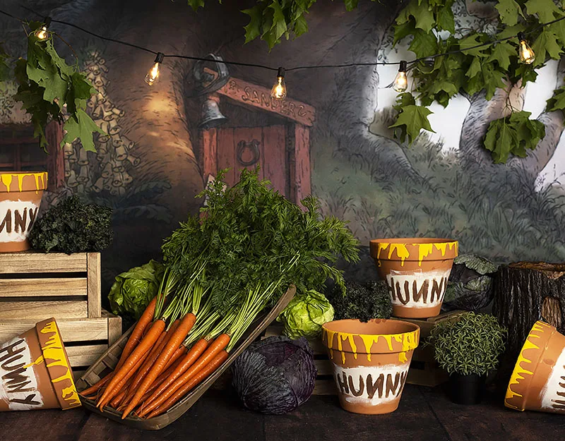 Яма для посадки деревьев фон фотосъемки с изображением овощей морковь