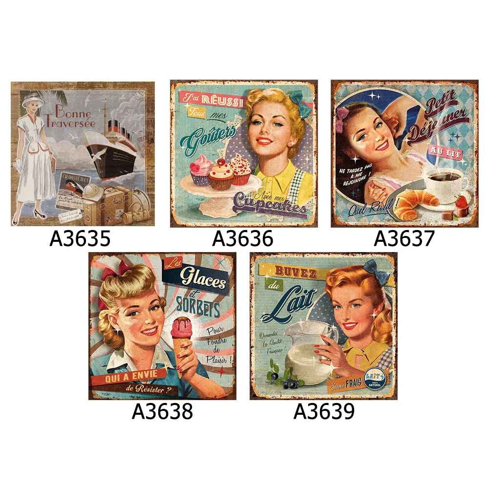 DIY 5D мозаика ретро картинки девочка полная дрель круглая Алмазная Смола набор для