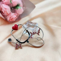 oi unique love stethoscope shape brooch for women men collar hat scarf party corsage doctor medical brooch accessories gifts