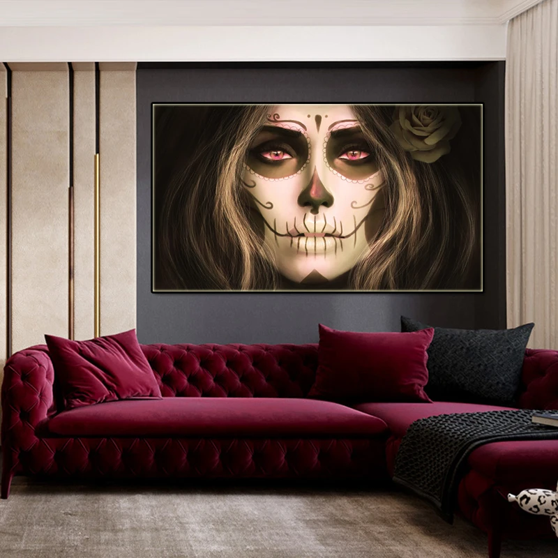 Картина для настенного искусства холст настенные картинки татуированные череп