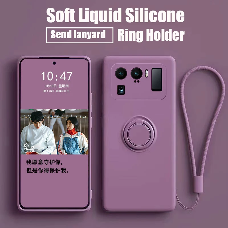 Магнитный держатель кольца на жидком силиконовом чехле для Xiaomi Mi 11 10T Lite Ultra Poco X3 F3 Redmi Note11 10 9S 8 Pro мягкий кронштейн на.