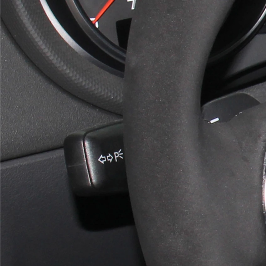 Черная замша красный маркер DIY чехол рулевого колеса автомобиля для Mitsubishi Lancer