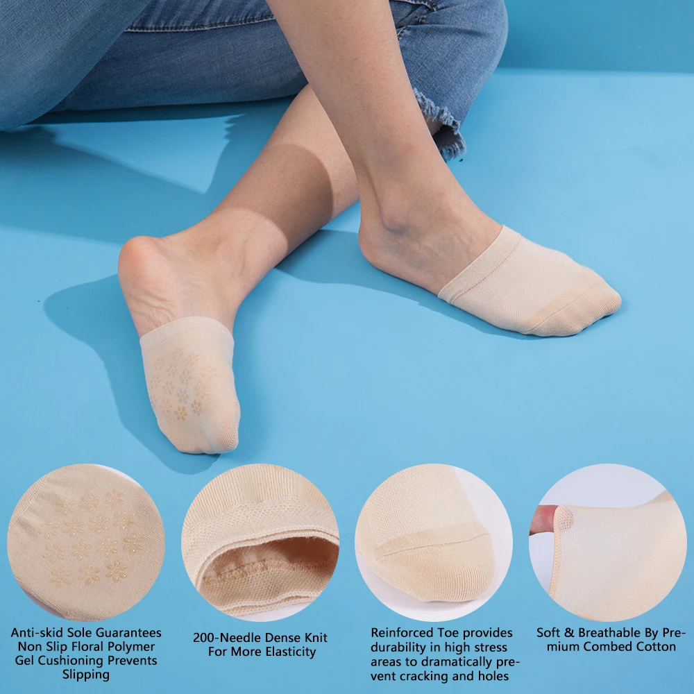 HEFLASHOR 1/3/6 Pairs Women High-heeled Socks Short Half Palm Shallow Port On-slip Breathable Summer Invisible Boat Girls | Женская