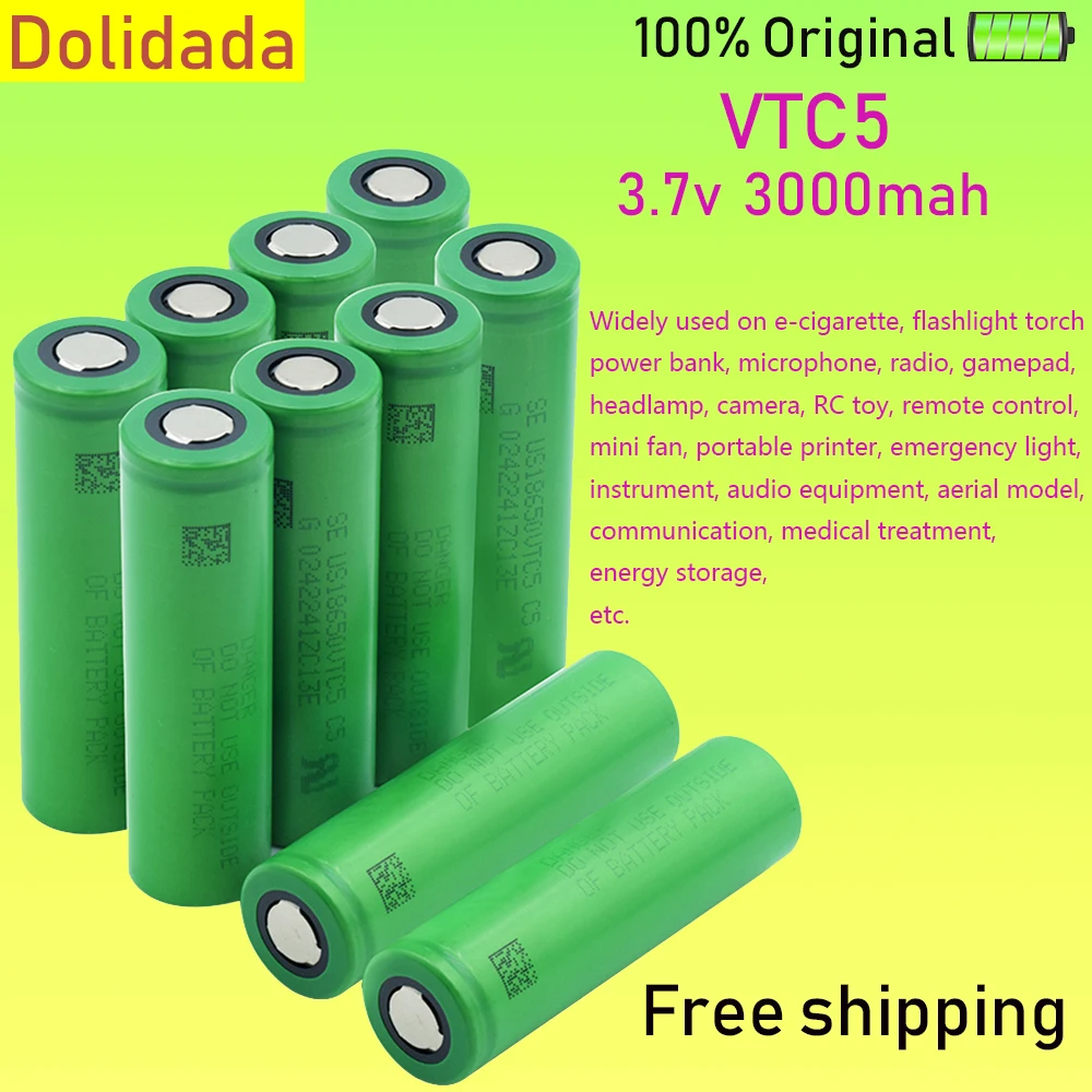 

100% Original 3.7 V Volt Rechargeable US18650 VTC5 3000mAh VTC5 18650 Battery Replacement