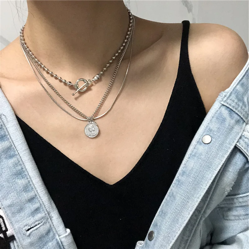 Модные Многослойные Чокеры-цепочки серебряного цвета геометрический Аватар