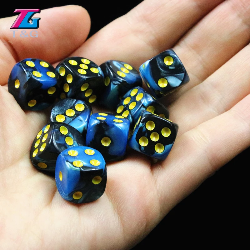 Игральные кости T & G 10 шт./компл. 12 мм D6 с золотой стандартной точкой для настольных
