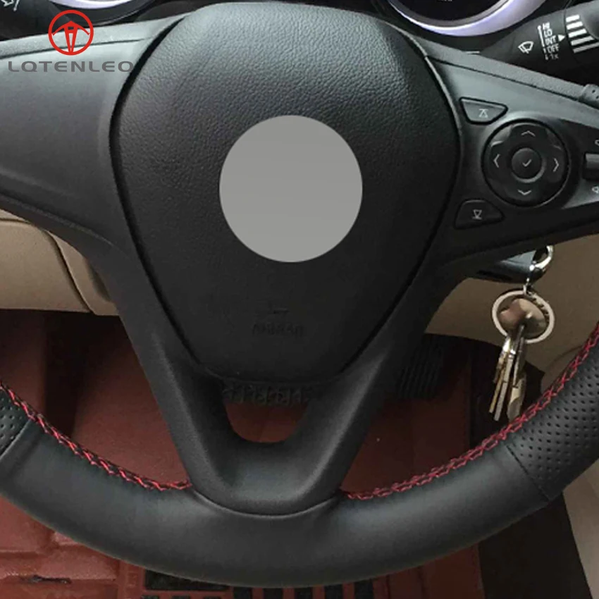 

LQTENLEO Black Artificial Leather DIY Car Steering Wheel Cover For Buick Envision 2013-2018 Verano 2014-2019 Regal 2017-2019