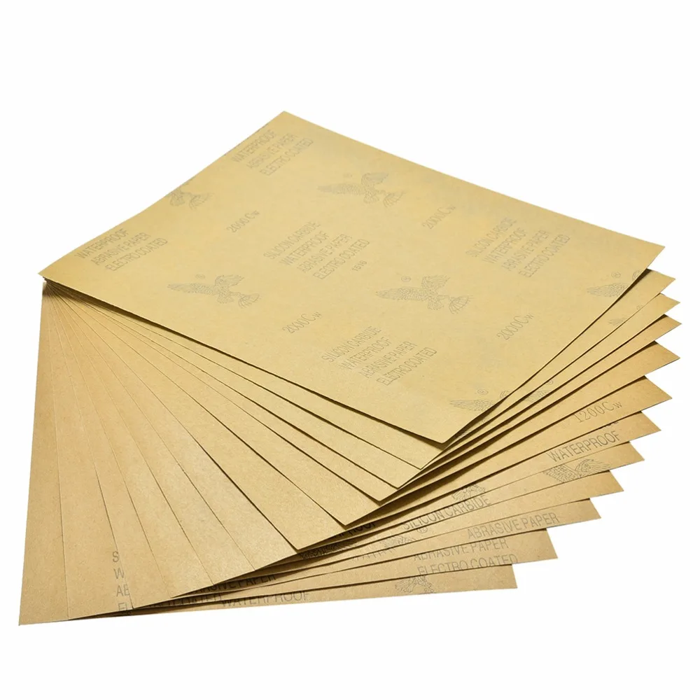 

5 шт. 28x23cm наждачная бумага для влажных и сухих работ абразивные шлифовальные Водонепроницаемый бумажные листы 1000 #1200 #1500 #2000 #