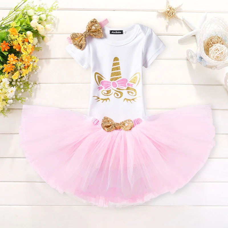 Платье с единорогом для девочек на 1 год платье день рождения маленьких наряды