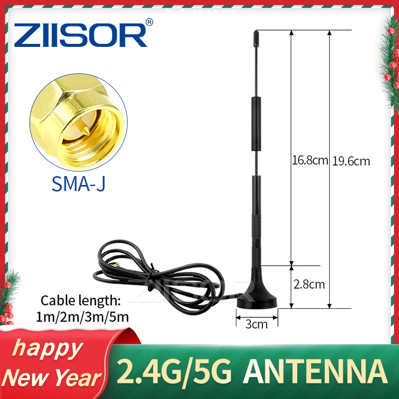 Двухдиапазонная 2 4G/5G/5 8G антенна SMA Male с магнитным основанием для усилителя