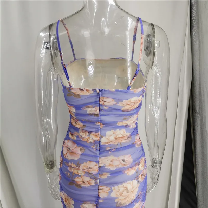 Женское Сетчатое облегающее платье на тонких бретельках длинное плиссированное