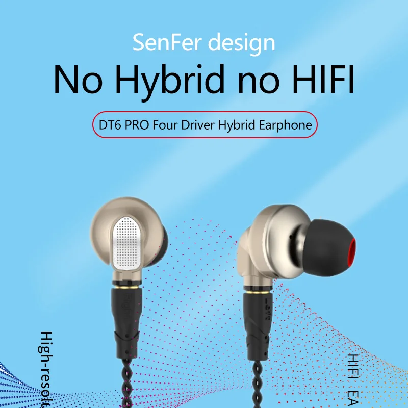 SENFER DT6 Pro в ухо наушник 1DD+ 2BA Динамический драйвер блок HIFI наушник с MMCX съемный Отсоединяемый кабель металлический наушник