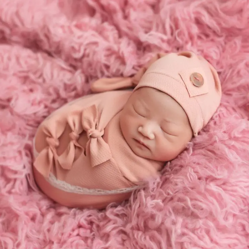

1Set Baby Soft Wrap Top Knot Hat Headband Pillow Newborn Photo Props Infant Shooting Outfits Costume for Boys Girls Gift
