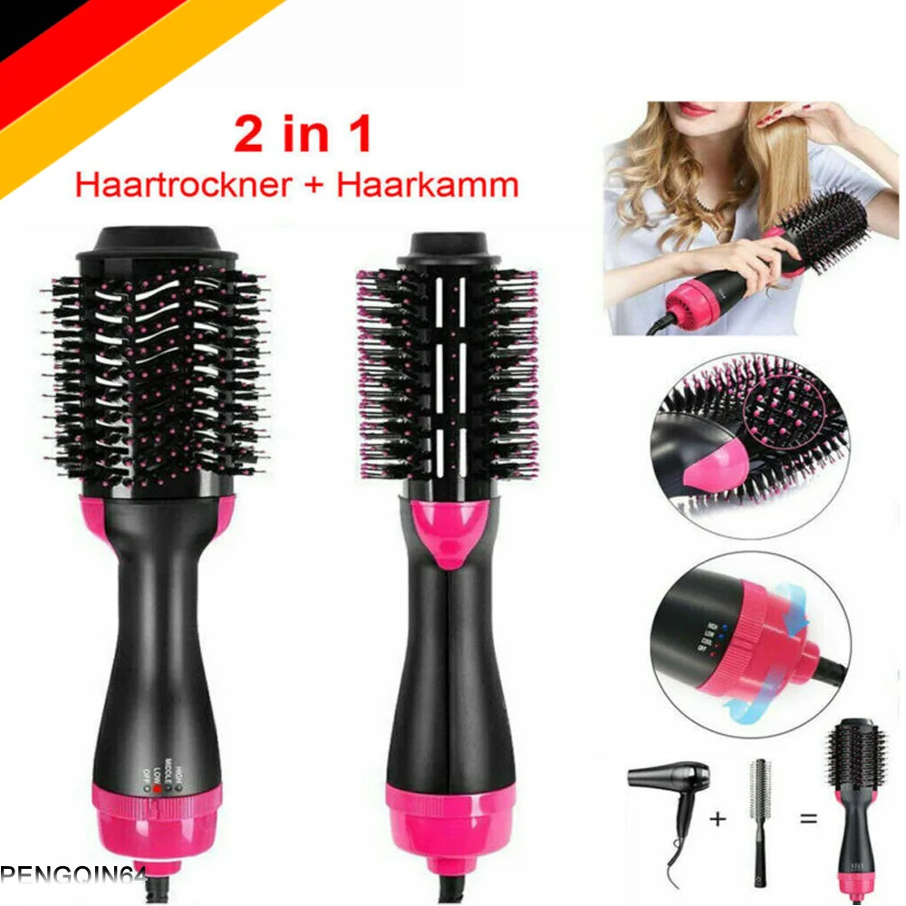 

Hair Dryer and Volumizer One Step Curling Oval Brush Design with Mixed Bristles Negative Ion Generator Hair Straightener Curler