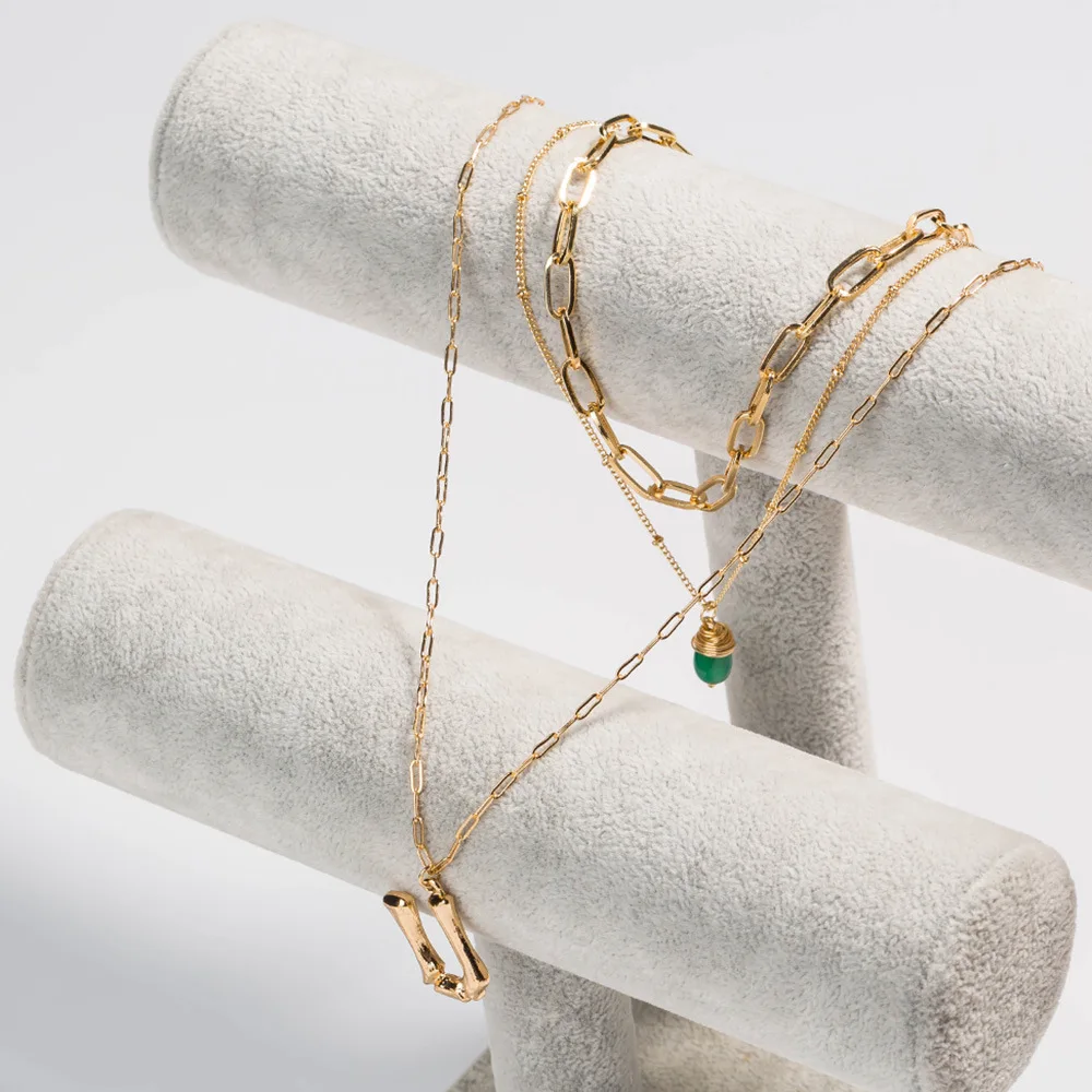 New Fashion Necklace Simple Women Letter Green Natural Stone Female Accessories Pendant Jewelry Beads | Украшения и аксессуары