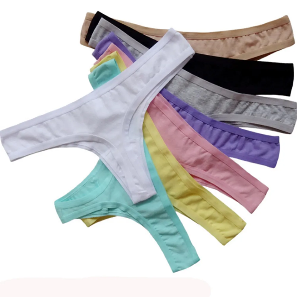 Для женщин хлопковые трусики нижнее белье стринги низкая талия Бесшовные