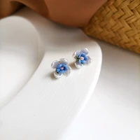 mihan s925 needle sweet jewelry flower earrings delicate design cute white blue resin stud earrings for girl lady gifts