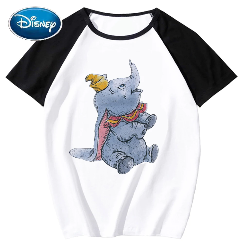 Модная Слон Дамбо с мультипликационным принтом футболка унисекс для пар женская