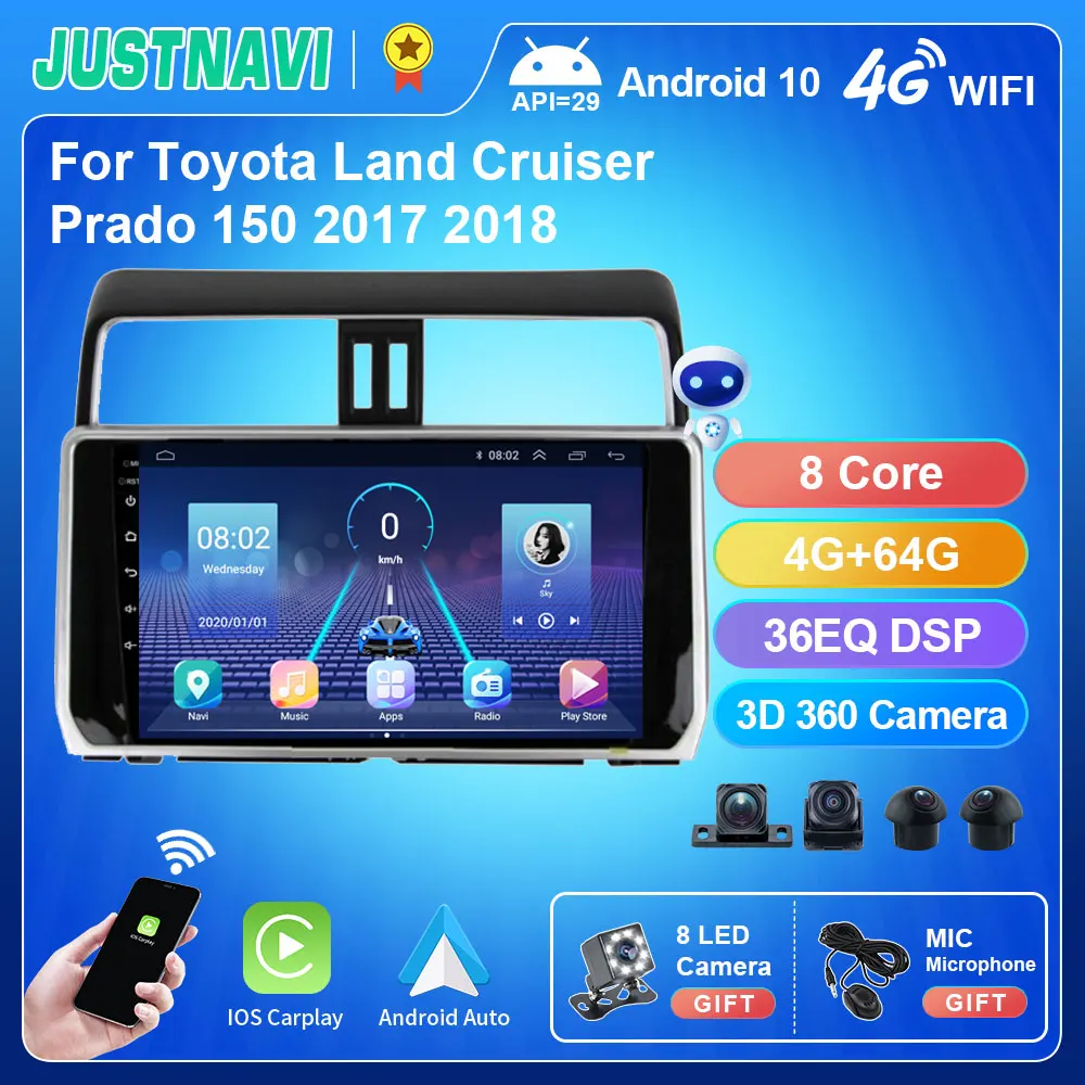 Автомобильный радиоприемник JUSTNAVI QT5 для Toyota Land Cruiser Prado 150 2017 2018 DSP мультимедийный