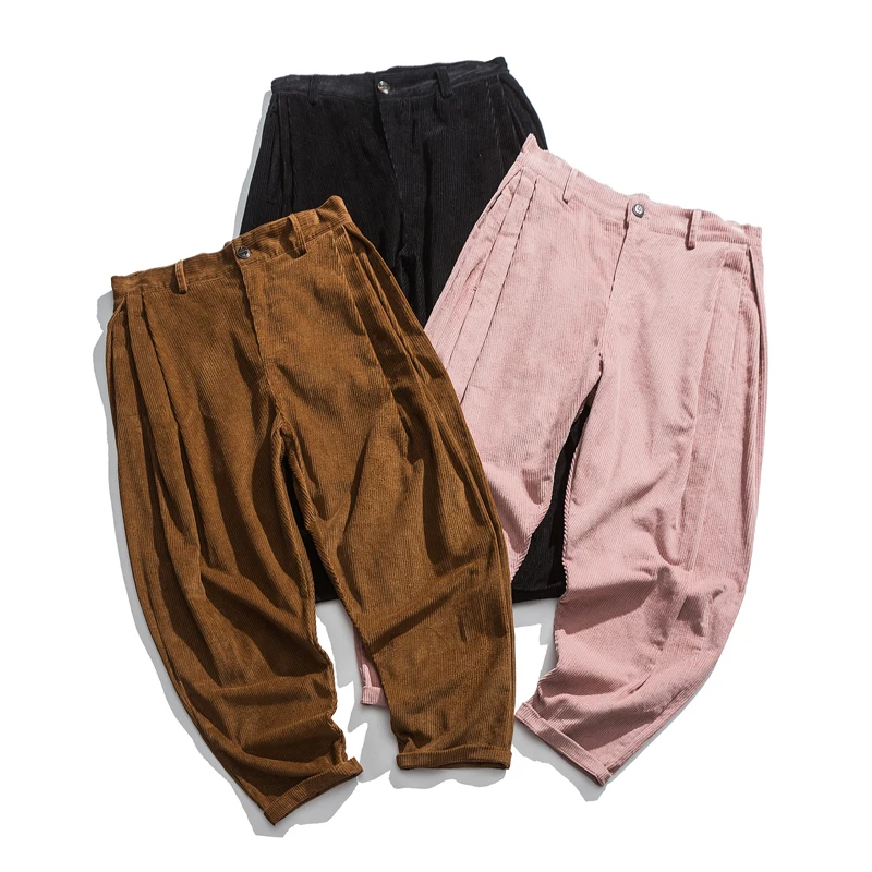 

2019 Men's Corduroy Fabrics Loose Male Leisure Cotton Casual Pants Trousers Active Elastic Hip Hop Style Joggers Sweatpants