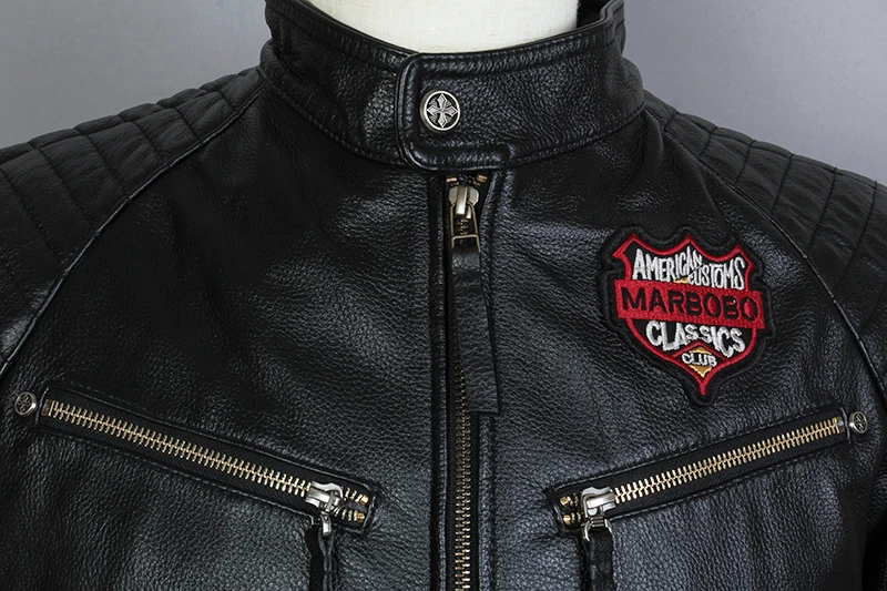 

2019 FAshion Skulls Black Cowskin Motorcycle Genuine Leather Jacket Men Chief Pattern Locomotive Jacket Biker Coat Male