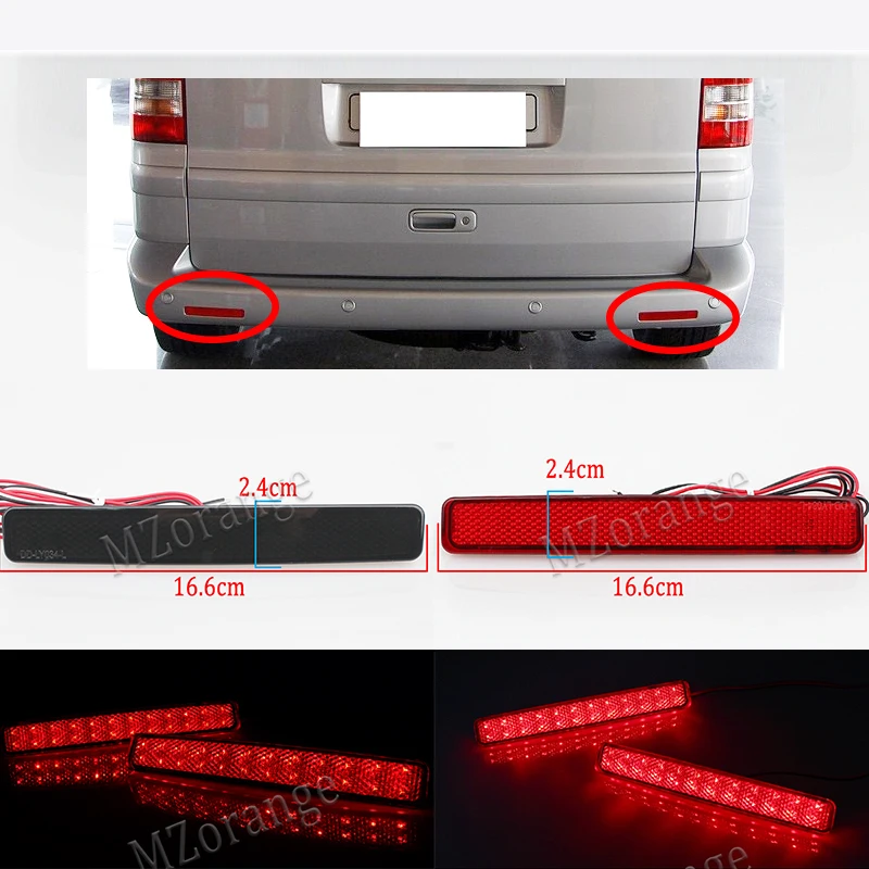 1 Pair Led Bumper Reflector light for VW T5 Transporter / Caravelle / Multivan 2003-11 Red black Brake lights Tail Stop Lamp brand new 2pcs door lock barrel set for vw transporter caravelle t4 1990 2003